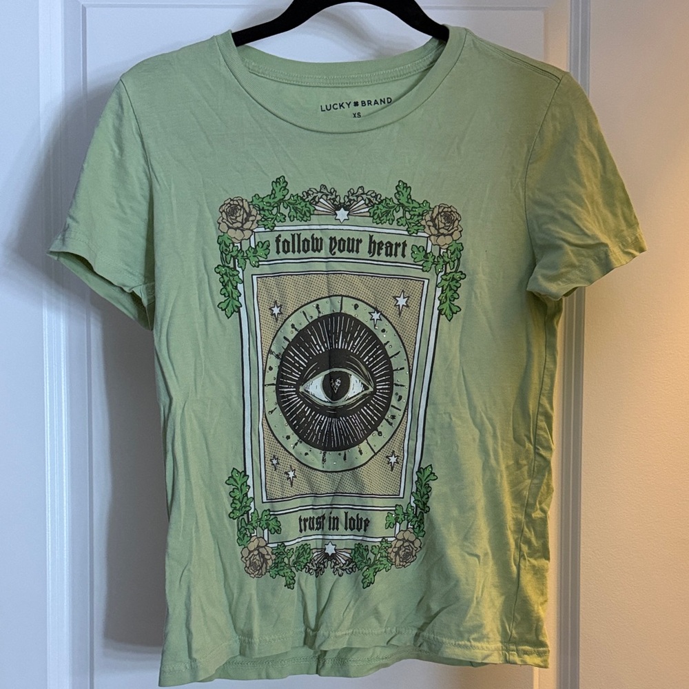 Lucky Brand Light Green Eye Graphic Tee
